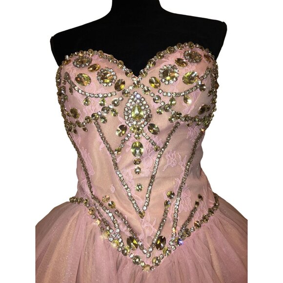 Luxury Designer Party Prom Dress Wedding Evening Cocktail Swarovski Corset Gown - Picture 15 of 16